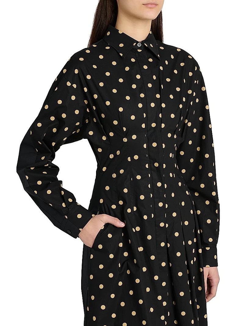 Polka Dot Cotton Midi-Dress