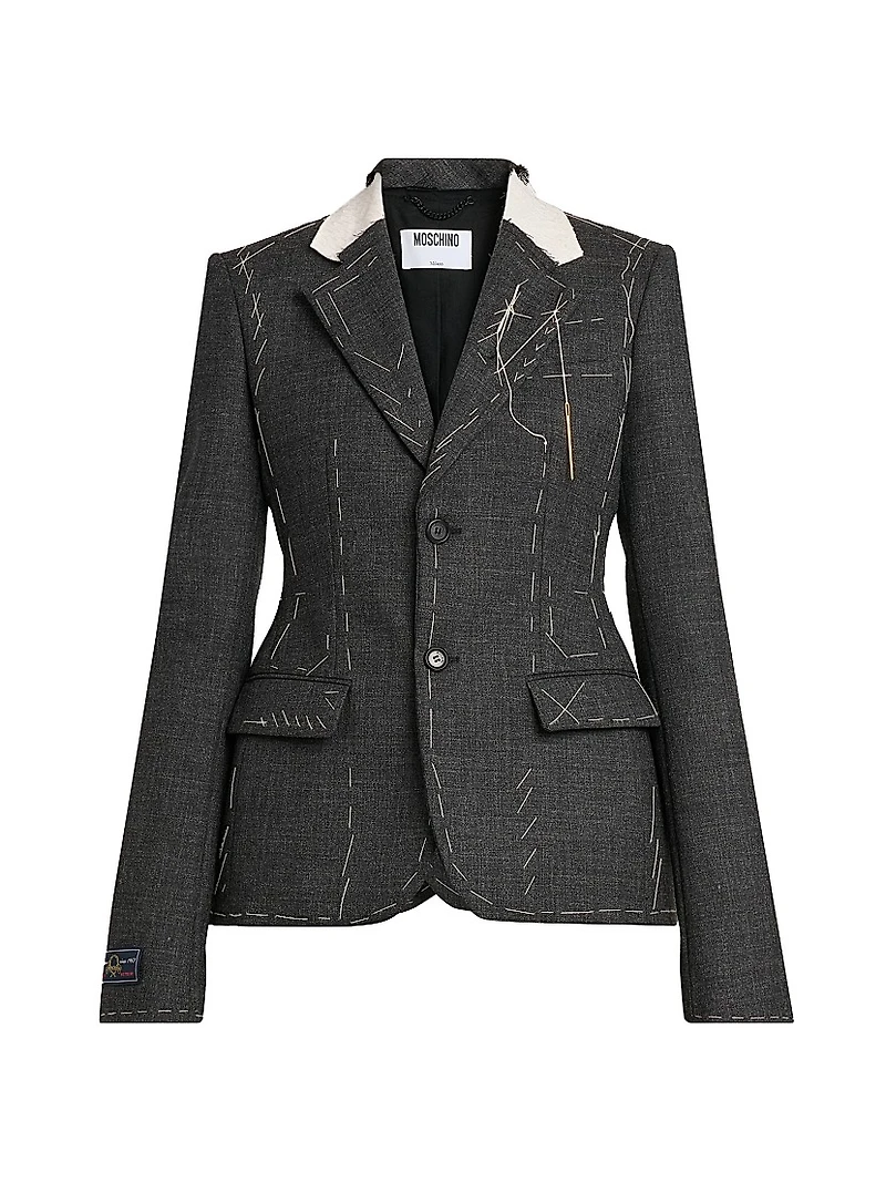 Topstitched Wool Jacket