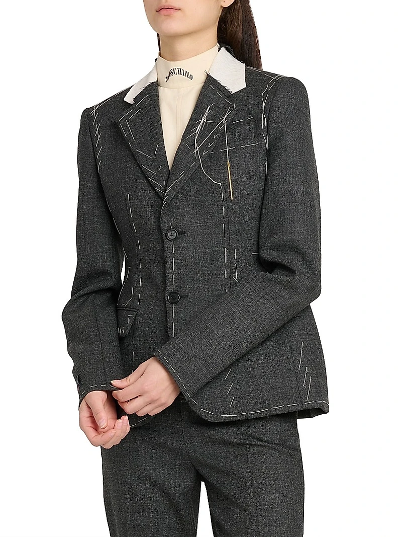 Topstitched Wool Jacket