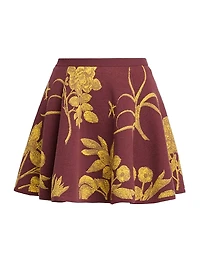 Floral A-Line Virgin Wool Miniskirt