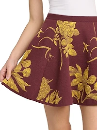 Floral A-Line Virgin Wool Miniskirt