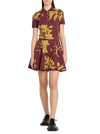 Floral A-Line Virgin Wool Miniskirt