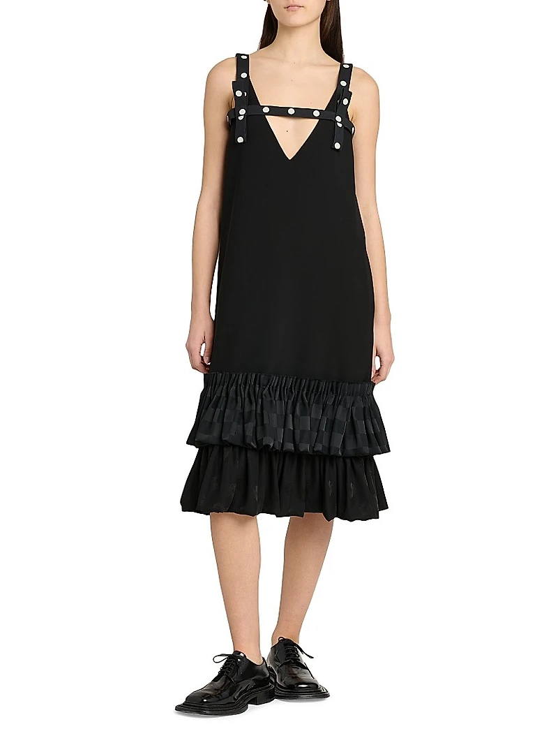 Tiered High-Low Midi-Dress