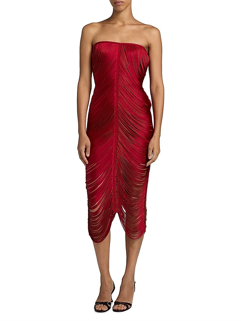 Larissa Strapless Draped Midi-Dress