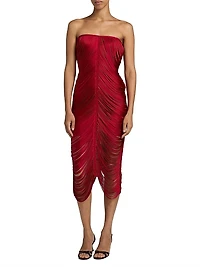 Larissa Strapless Draped Midi-Dress