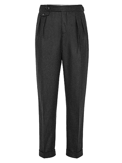 Virgin Wool Flannel Tailor Fit Trousers
