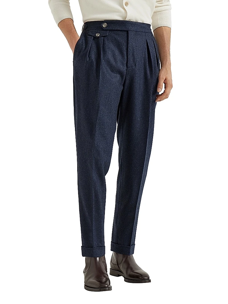 Virgin Wool Flannel Tailor Fit Trousers