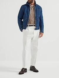 Flecked Cashmere Wide Cable Knit Polo Shirt