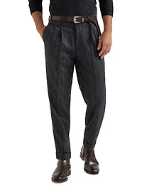 Chalk Stripe Flannel Leisure Fit Trousers