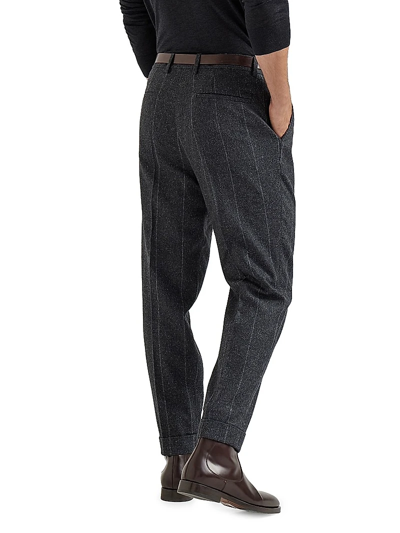 Chalk Stripe Flannel Leisure Fit Trousers
