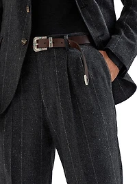 Chalk Stripe Flannel Leisure Fit Trousers