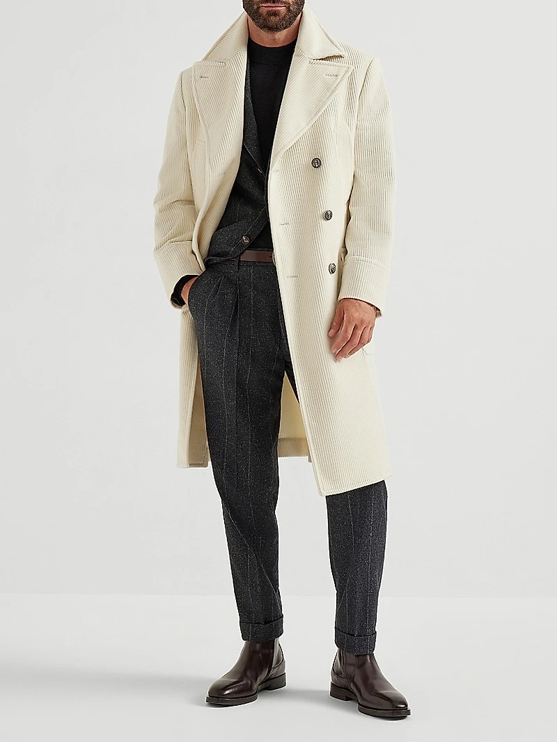 Chalk Stripe Flannel Leisure Fit Trousers