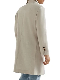 Mélange Cashmere Flannel Coat with Peak Lapels