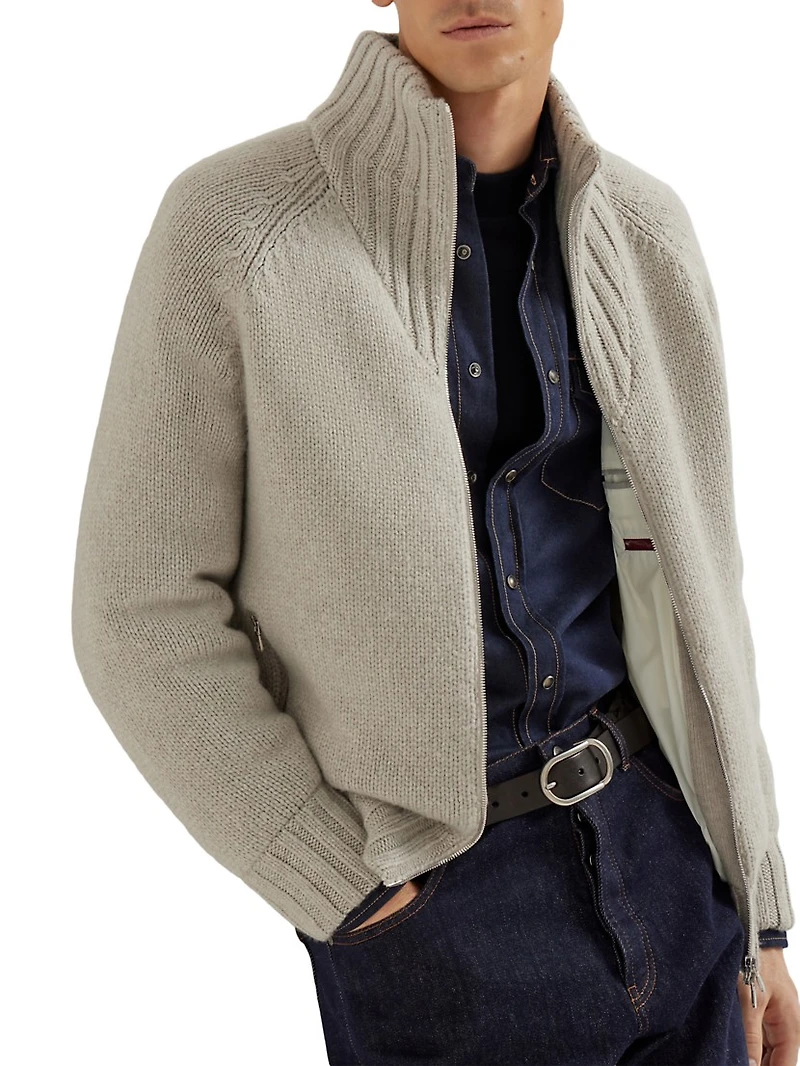 Cashmere Feather Yarn Knit Outerwear Jacket