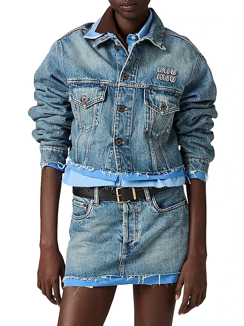 Denim and Poplin Trucker Jacket