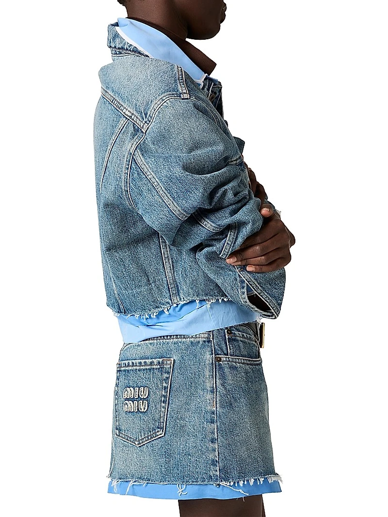 Denim and Poplin Trucker Jacket