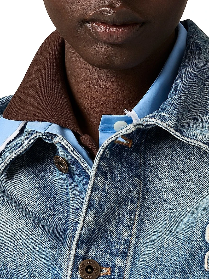 Denim and Poplin Trucker Jacket
