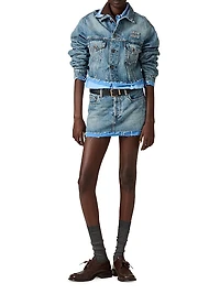 Denim and Poplin Trucker Jacket