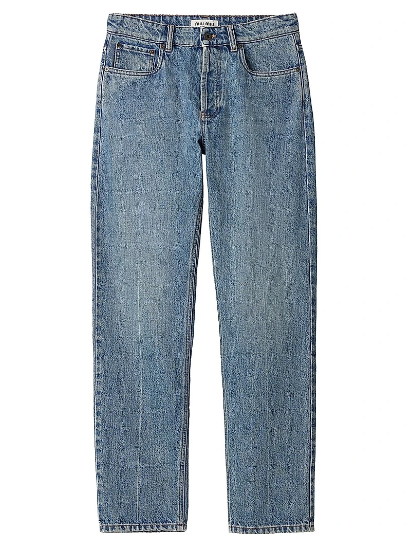 Denim and Poplin Five-Pocket Jeans