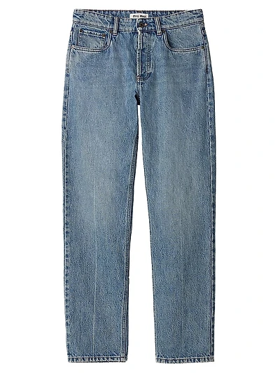 Denim and Poplin Five-Pocket Jeans