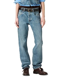 Denim and Poplin Five-Pocket Jeans