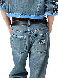 Denim and Poplin Five-Pocket Jeans