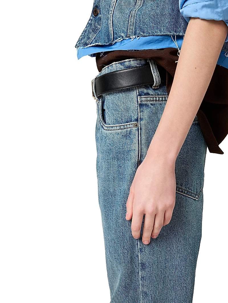 Denim and Poplin Five-Pocket Jeans