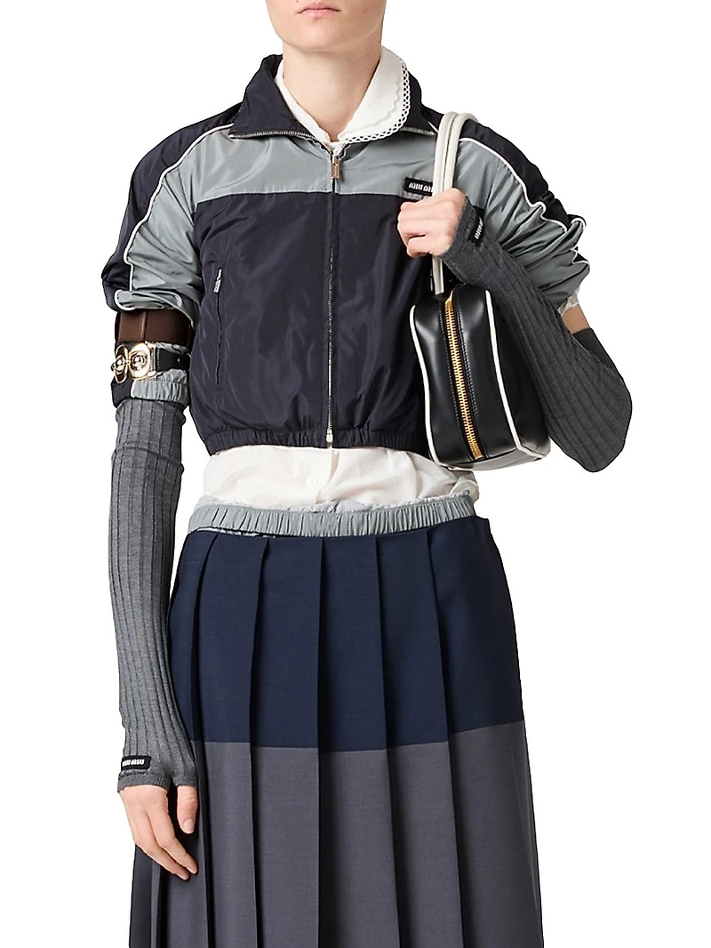 Technical Silk Zipper Blouson Jacket