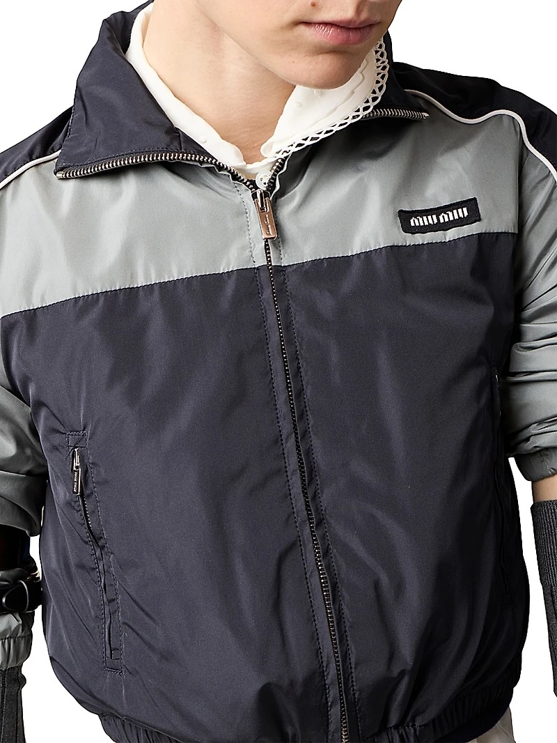 Technical Silk Zipper Blouson Jacket