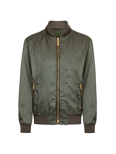 Jacquard and Lambskin Leather Blouson Jacket