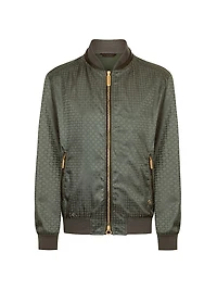 Jacquard and Lambskin Leather Blouson Jacket
