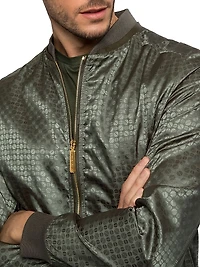 Jacquard and Lambskin Leather Blouson Jacket
