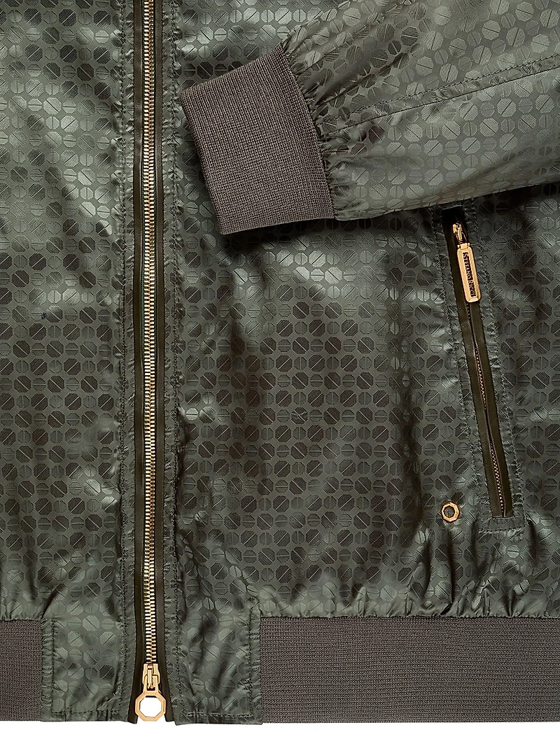 Jacquard and Lambskin Leather Blouson Jacket