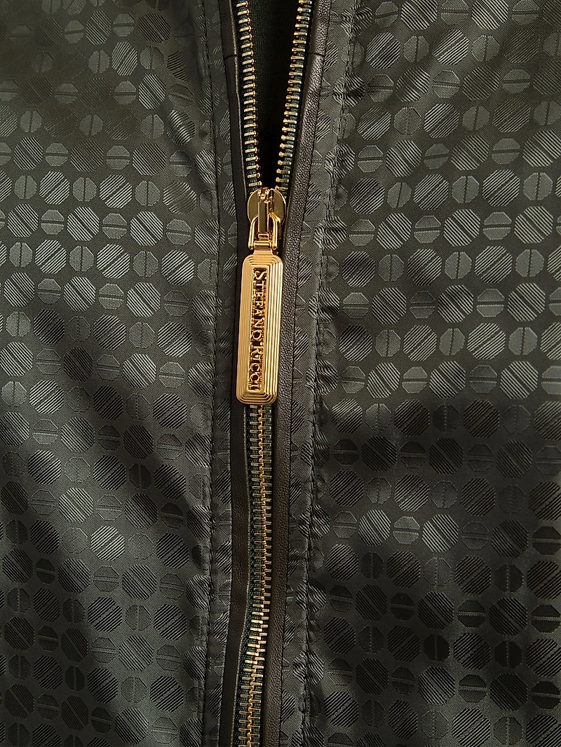 Jacquard and Lambskin Leather Blouson Jacket