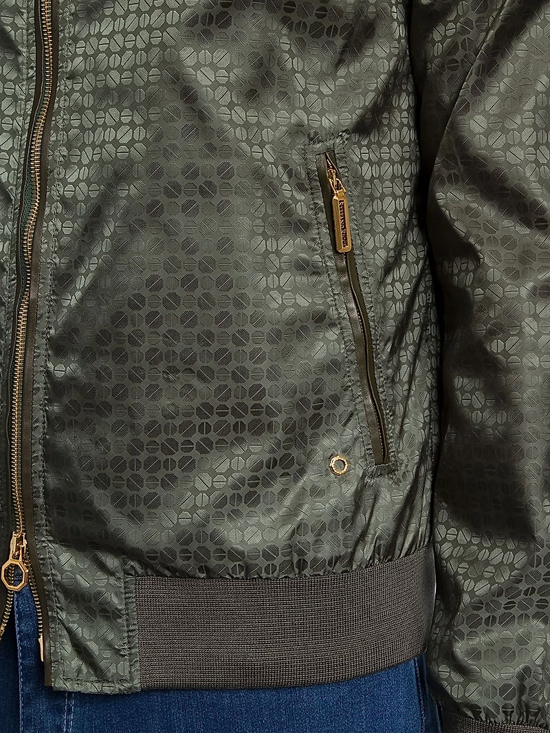 Jacquard and Lambskin Leather Blouson Jacket