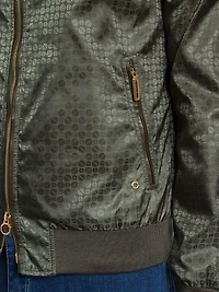Jacquard and Lambskin Leather Blouson Jacket