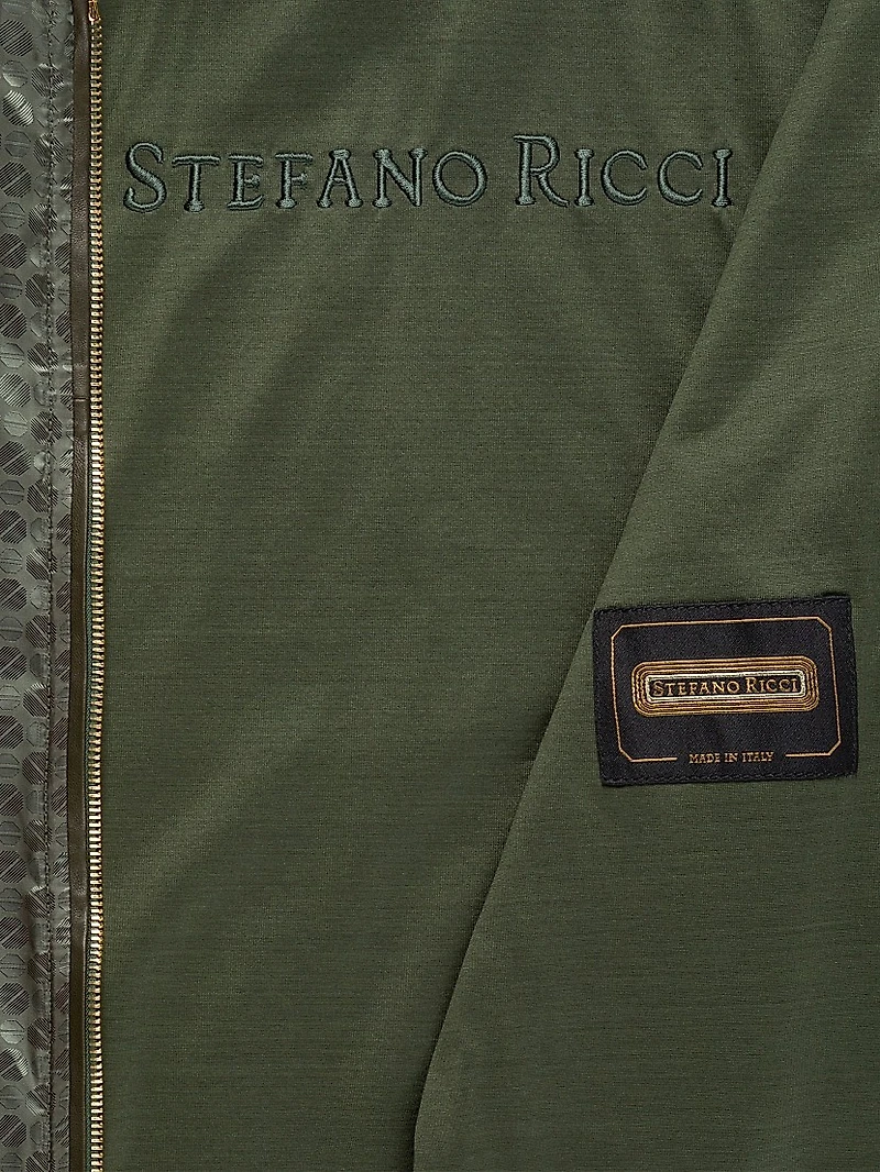 Jacquard and Lambskin Leather Blouson Jacket