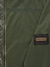 Jacquard and Lambskin Leather Blouson Jacket