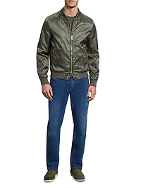 Jacquard and Lambskin Leather Blouson Jacket