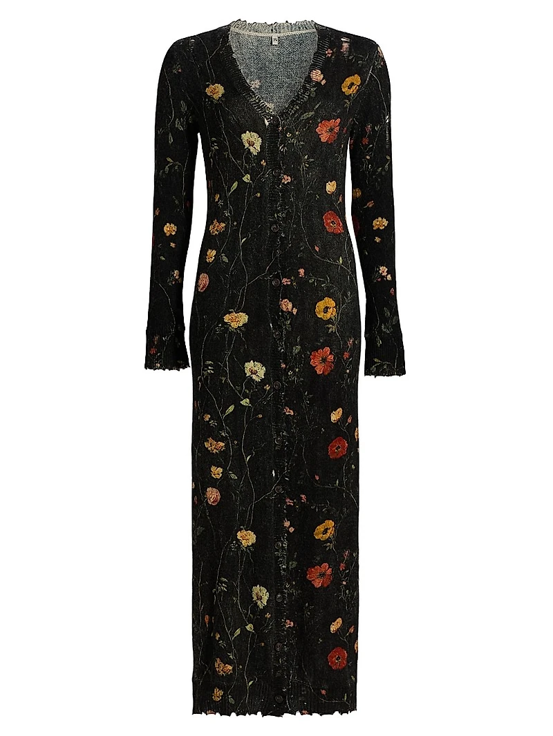 Floral Skinny Long Cardigan