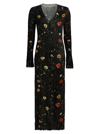 Floral Skinny Long Cardigan