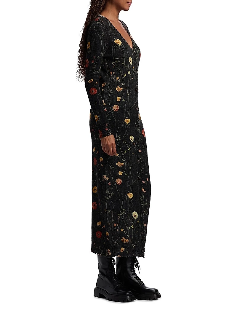 Floral Skinny Long Cardigan