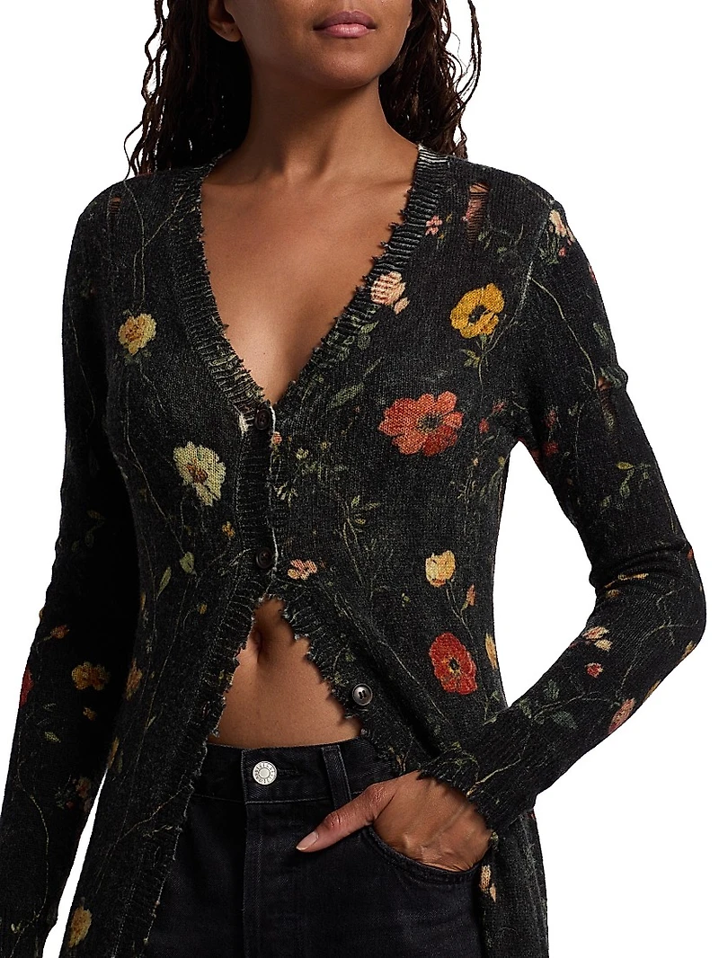 Floral Skinny Long Cardigan