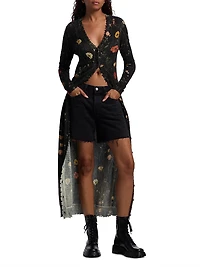 Floral Skinny Long Cardigan