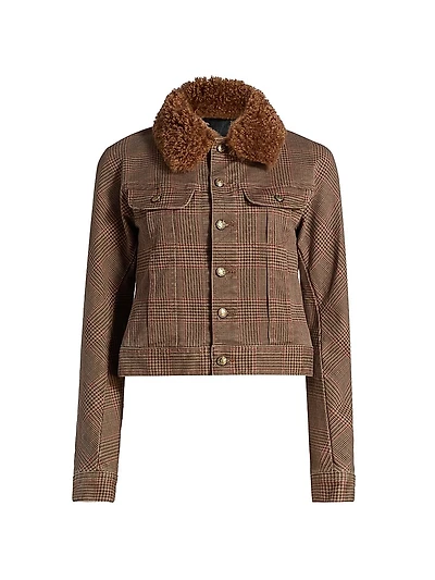 Plaid Skinny-Fit Trucker Jacket
