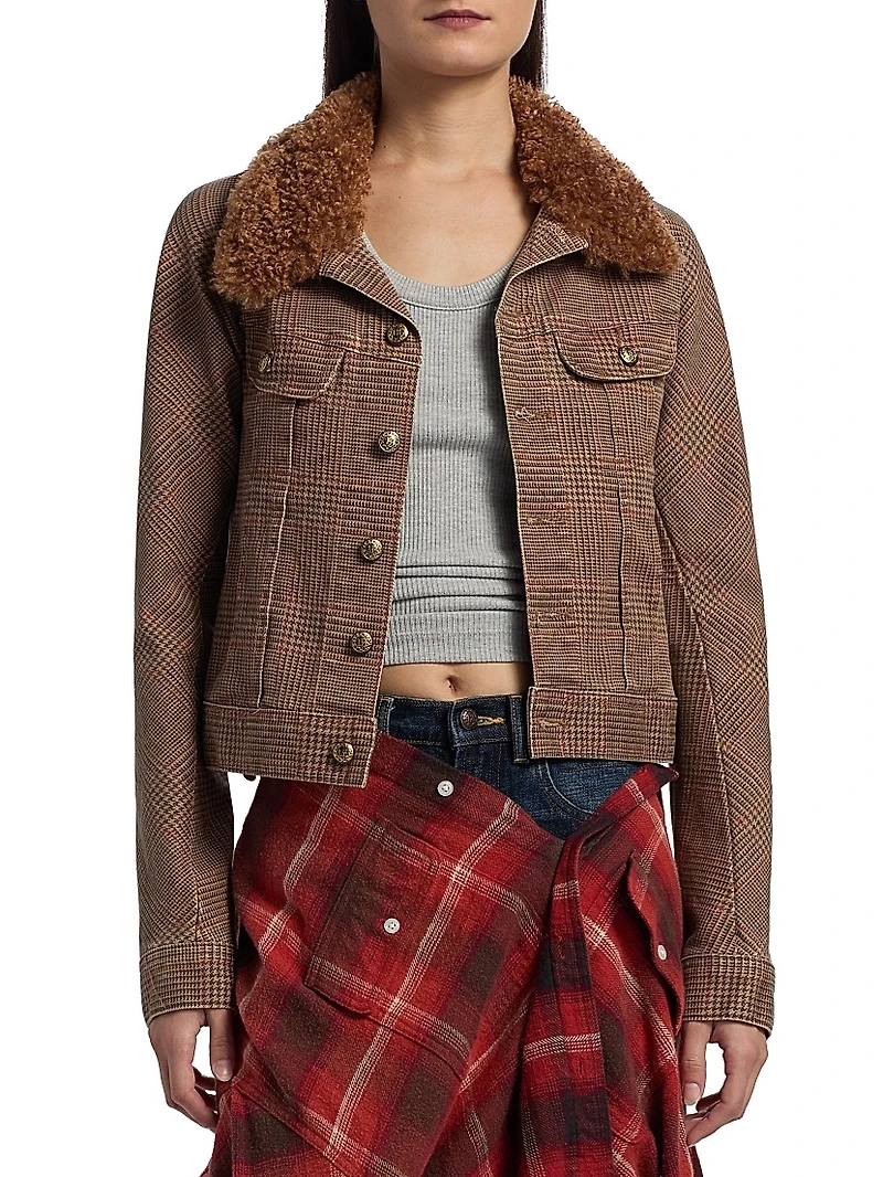 Plaid Skinny-Fit Trucker Jacket