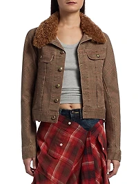 Plaid Skinny-Fit Trucker Jacket