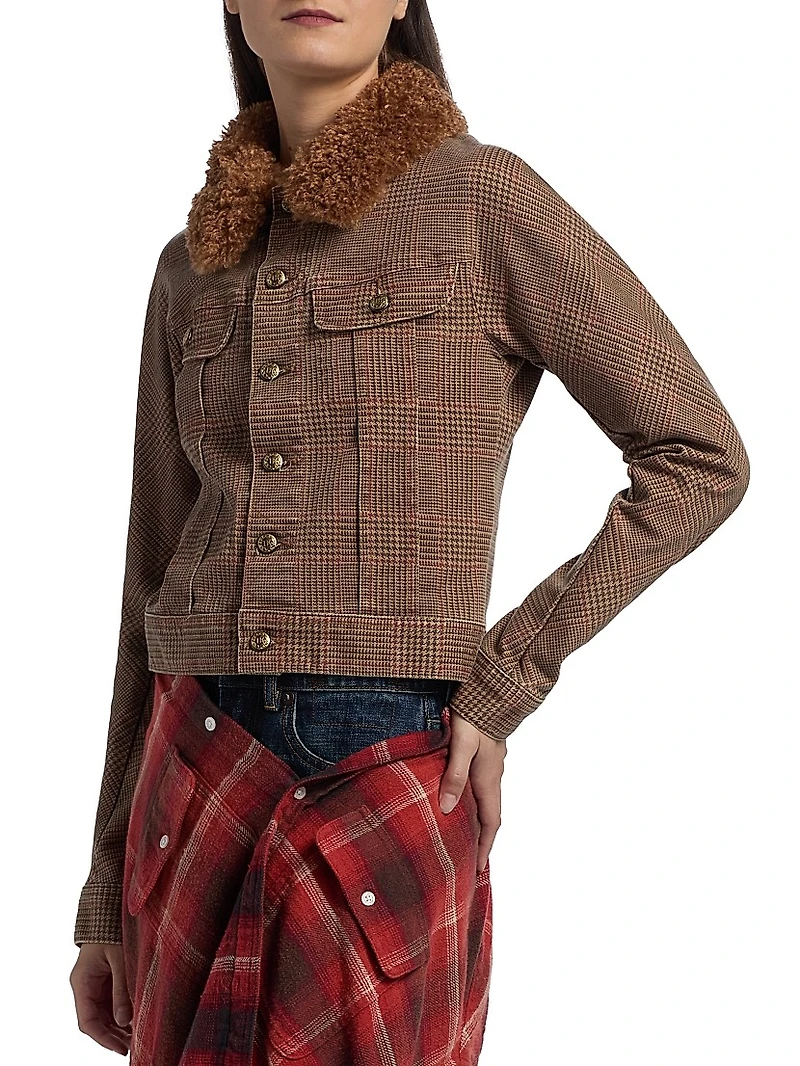 Plaid Skinny-Fit Trucker Jacket