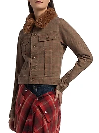 Plaid Skinny-Fit Trucker Jacket