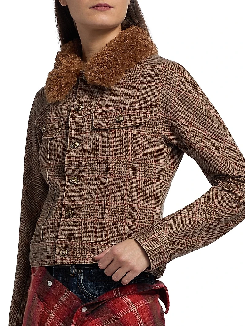 Plaid Skinny-Fit Trucker Jacket